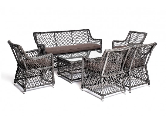 "Асти" лаунж-зона из искусственного ротанга на 6 персоны, цвет графит в Каменске-Уральском