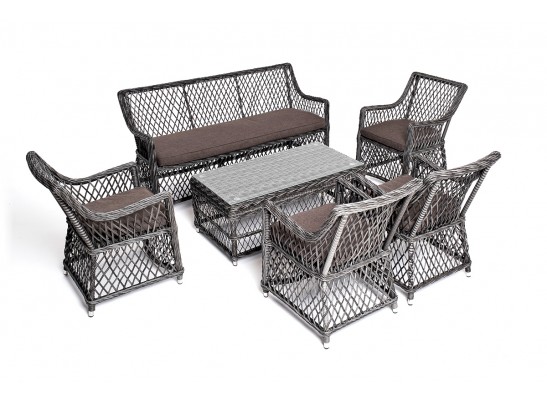 "Асти" лаунж-зона из искусственного ротанга на 6 персоны, цвет графит в Каменске-Уральском