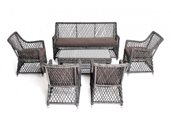 "Асти" лаунж-зона из искусственного ротанга на 6 персоны, цвет графит в Каменске-Уральском