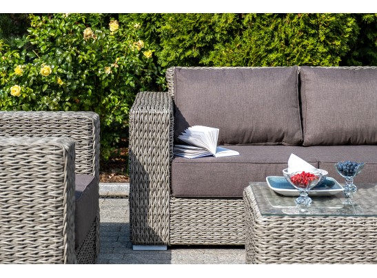 "Боно" диван из искусственного ротанга (гиацинт) трехместный, цвет серый в Каменске-Уральском