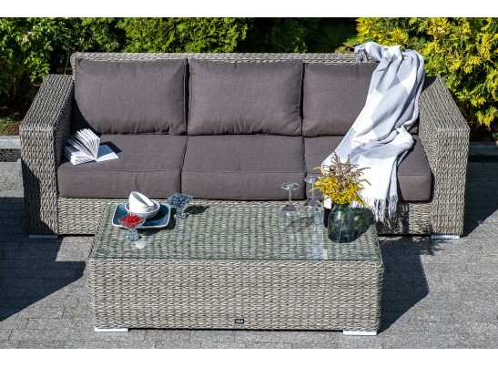 "Боно" диван из искусственного ротанга (гиацинт) трехместный, цвет серый в Каменске-Уральском