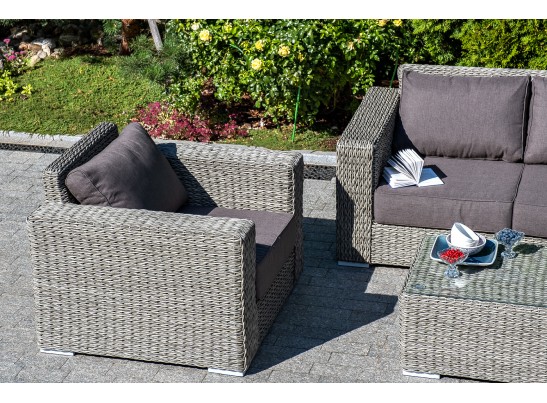 "Боно" кресло из искусственного ротанга (гиацинт), цвет серый в Каменске-Уральском