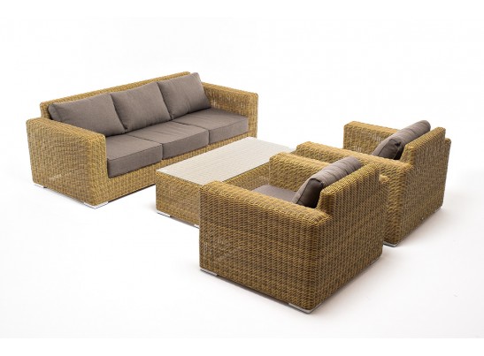 "Боно" лаунж-зона из искусственного ротанга, цвет соломенный в Каменске-Уральском