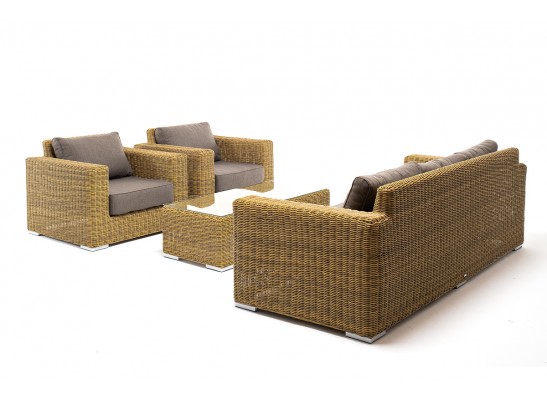 "Боно" лаунж-зона из искусственного ротанга, цвет соломенный в Каменске-Уральском