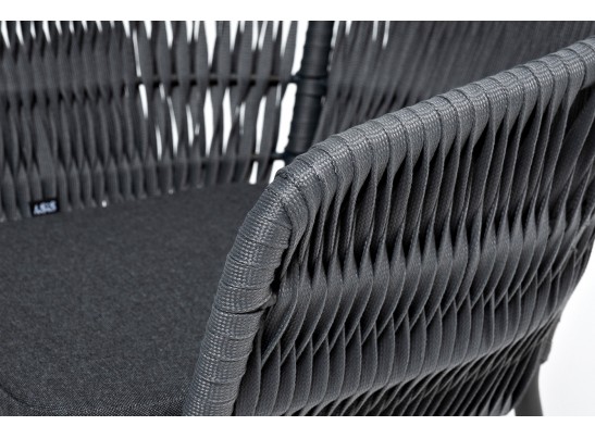 "Бордо" стул плетеный из роупа (колос), каркас из стали серый (RAL7022) муар, роуп серый 15мм, ткань серая в Каменске-Уральском