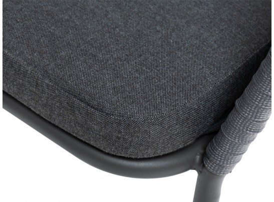 "Бордо" стул плетеный из роупа (колос), каркас из стали серый (RAL7022) муар, роуп серый 15мм, ткань серая в Каменске-Уральском