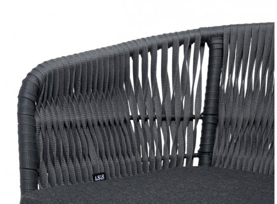 "Бордо" стул плетеный из роупа (колос), каркас из стали серый (RAL7022) муар, роуп серый 15мм, ткань серая в Каменске-Уральском