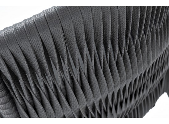 "Бордо" стул плетеный из роупа (колос), каркас из стали серый (RAL7022) муар, роуп серый 15мм, ткань серая в Каменске-Уральском