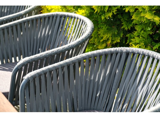 "Бордо" стул плетеный из роупа, каркас из стали серый, роуп серый, ткань серая в Каменске-Уральском