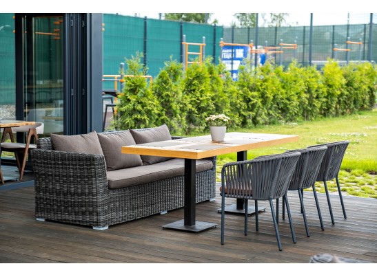 "Бордо" стул плетеный из роупа, каркас из стали серый, роуп серый, ткань серая в Каменске-Уральском