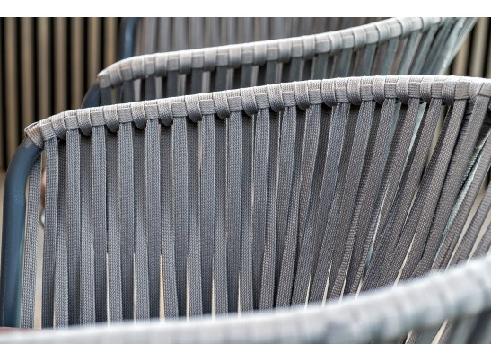 "Бордо" стул плетеный из роупа, каркас из стали серый, роуп серый, ткань серая в Каменске-Уральском