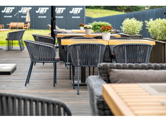 "Бордо" стул плетеный из роупа, каркас из стали серый, роуп серый, ткань серая в Каменске-Уральском