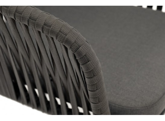 "Бордо" стул плетеный из роупа, каркас алюминий темно-серый (RAL7024) муар, роуп серый 15мм, ткань серая 017 в Каменске-Уральском