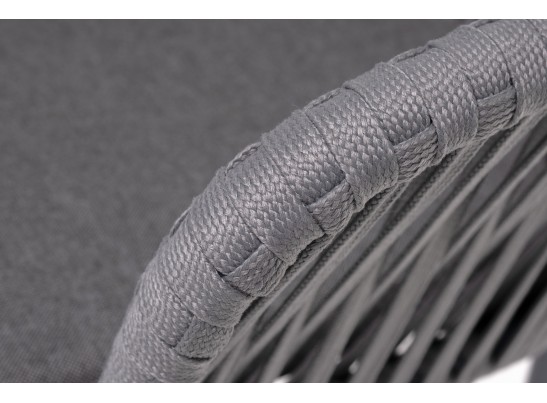 "Бордо" стул плетеный из роупа, каркас алюминий темно-серый (RAL7024) муар, роуп серый 15мм, ткань темно-серая 027 в Каменске-Уральском