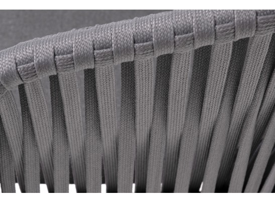 "Бордо" стул плетеный из роупа, каркас алюминий темно-серый (RAL7024) муар, роуп серый 15мм, ткань темно-серая 027 в Каменске-Уральском