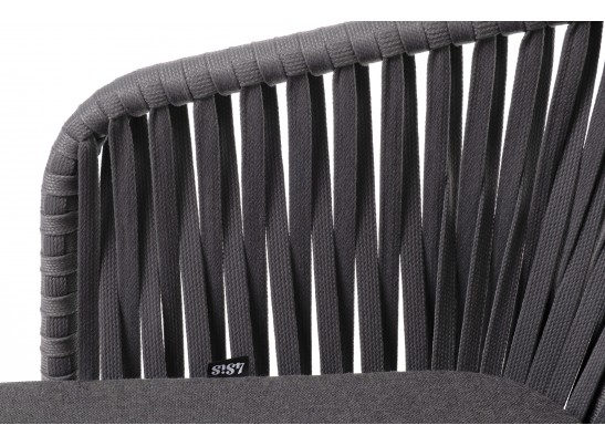 "Бордо" стул плетеный из роупа, каркас алюминий темно-серый (RAL7024) муар, роуп серый 15мм, ткань темно-серая 027 в Каменске-Уральском