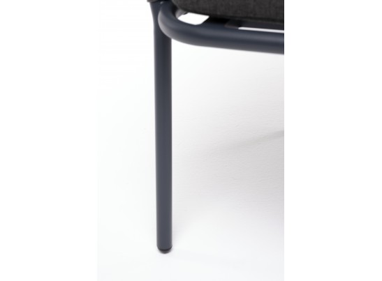 "Бордо" стул плетеный из роупа, каркас алюминий темно-серый (RAL7024) муар, роуп серый 15мм, ткань темно-серая 027 в Каменске-Уральском