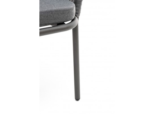 "Бордо" стул плетеный из роупа (колос), каркас алюминий серый (RAL7022) муар, роуп серый 15мм, ткань темно-серая 027 в Каменске-Уральском