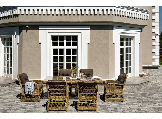 "Цесена" обеденная группа плетеная из искусственного ротанга, цвет соломенный в Каменске-Уральском