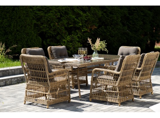 "Цесена" обеденная группа плетеная из искусственного ротанга, цвет соломенный в Каменске-Уральском