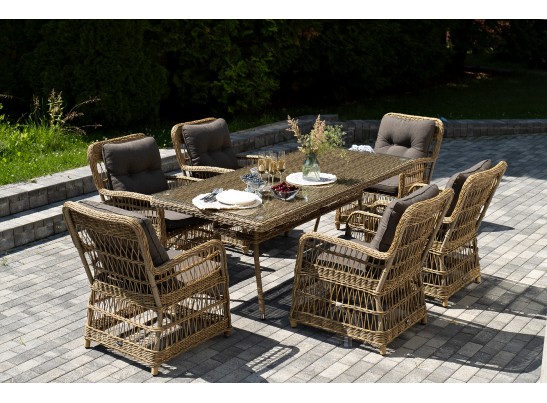 "Цесена" обеденная группа плетеная из искусственного ротанга, цвет соломенный в Каменске-Уральском