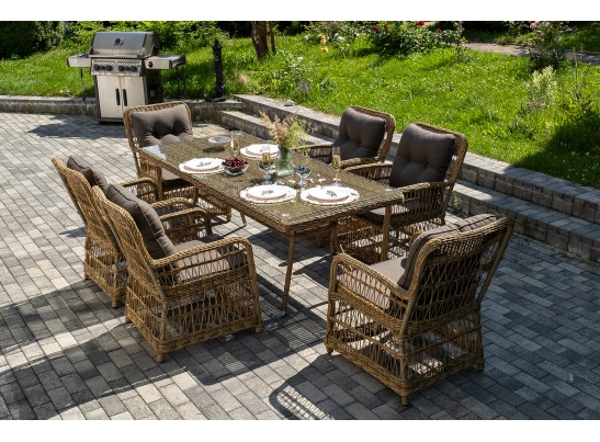 "Цесена" обеденная группа плетеная из искусственного ротанга, цвет соломенный в Каменске-Уральском