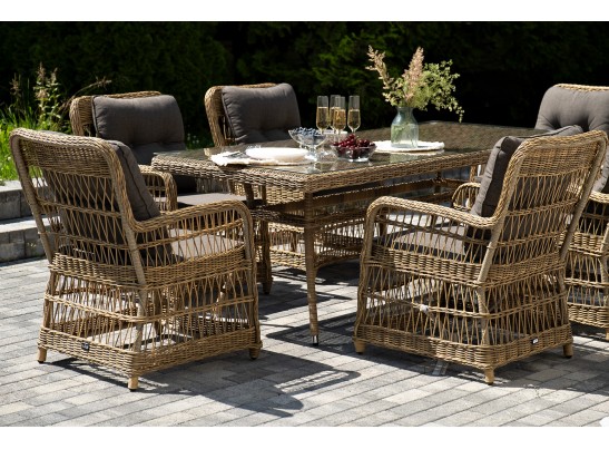 "Цесена" обеденная группа плетеная из искусственного ротанга, цвет соломенный в Каменске-Уральском