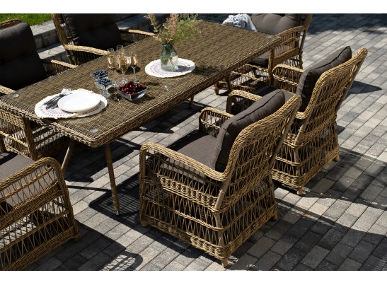 "Цесена" обеденная группа плетеная из искусственного ротанга, цвет соломенный в Каменске-Уральском