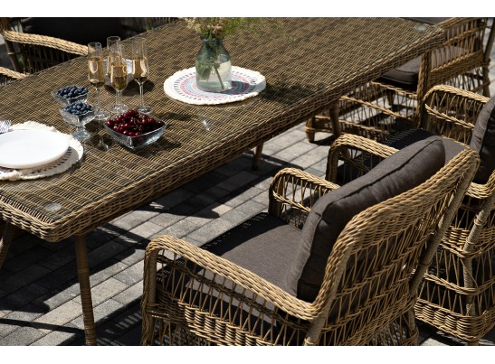 "Цесена" обеденная группа плетеная из искусственного ротанга, цвет соломенный в Каменске-Уральском