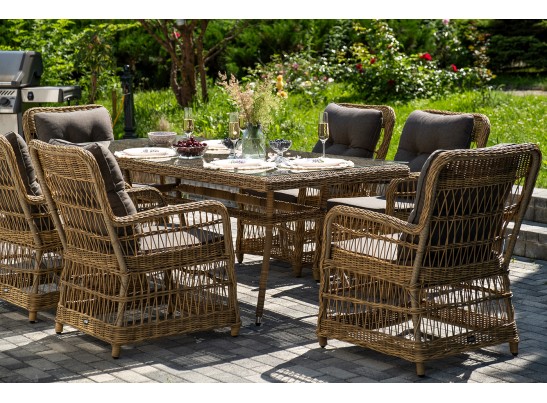 "Цесена" обеденная группа плетеная из искусственного ротанга, цвет соломенный в Каменске-Уральском
