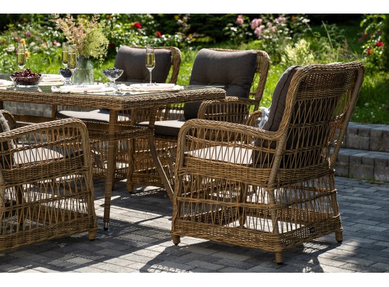 "Цесена" обеденная группа плетеная из искусственного ротанга, цвет соломенный в Каменске-Уральском