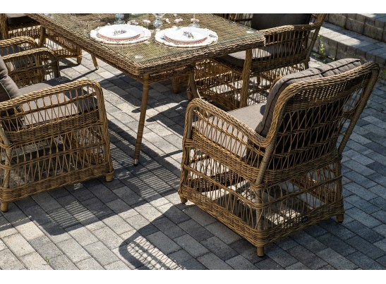 "Цесена" обеденная группа плетеная из искусственного ротанга, цвет соломенный в Каменске-Уральском