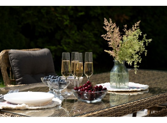 "Цесена" обеденная группа плетеная из искусственного ротанга, цвет соломенный в Каменске-Уральском