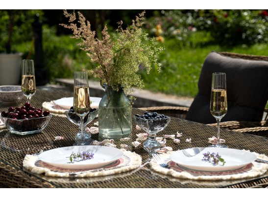 "Цесена" обеденная группа плетеная из искусственного ротанга, цвет соломенный в Каменске-Уральском