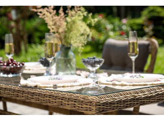 "Цесена" обеденная группа плетеная из искусственного ротанга, цвет соломенный в Каменске-Уральском