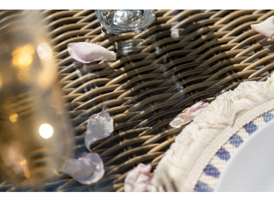 "Цесена" обеденная группа плетеная из искусственного ротанга, цвет соломенный в Каменске-Уральском