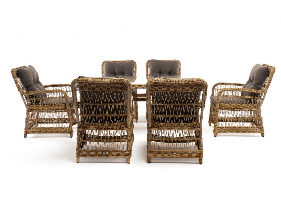 "Цесена" обеденная группа плетеная из искусственного ротанга, цвет соломенный в Каменске-Уральском