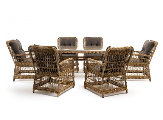 "Цесена" обеденная группа плетеная из искусственного ротанга, цвет соломенный в Каменске-Уральском