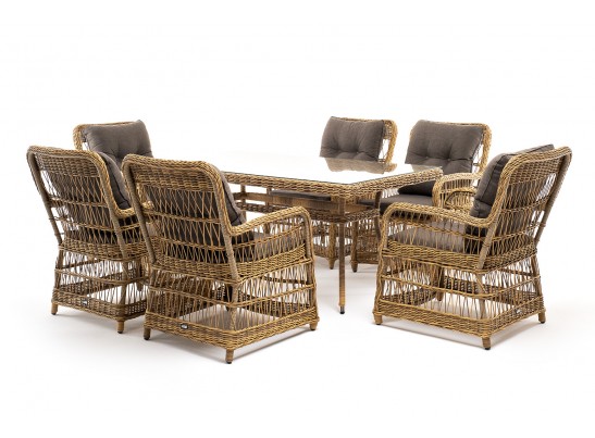 "Цесена" обеденная группа плетеная из искусственного ротанга, цвет соломенный в Каменске-Уральском