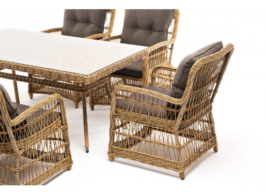"Цесена" обеденная группа плетеная из искусственного ротанга, цвет соломенный в Каменске-Уральском