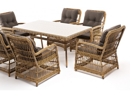 "Цесена" обеденная группа плетеная из искусственного ротанга, цвет соломенный в Каменске-Уральском