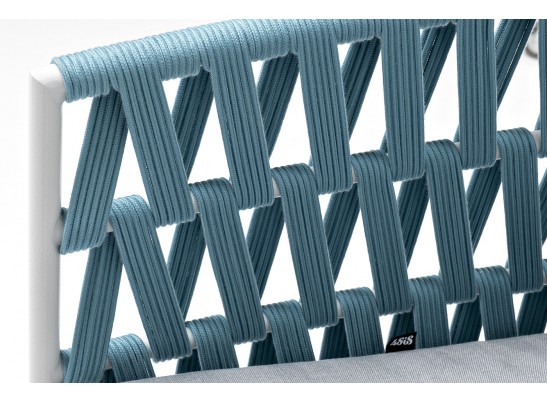 "Диего" кресло плетеное из роупа, каркас алюминий светло-серый (RAL7035) муар, роуп бирюзовый круглый, ткань светло-серая в Каменске-Уральском