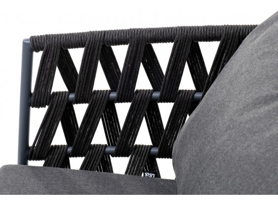 "Диего" кресло плетеное из роупа, каркас алюминий темно-серый (RAL7024) муар, роуп темно-серый круглый, ткань темно-серая 027 в Каменске-Уральском