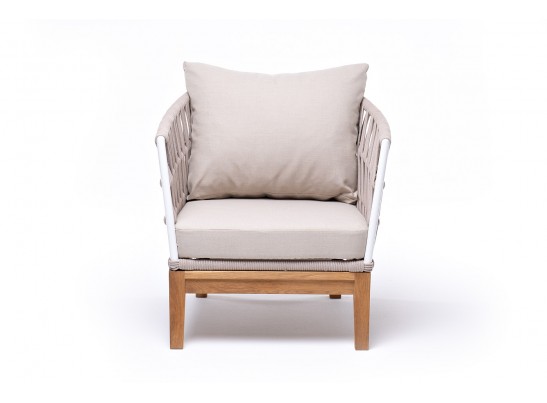 "Диего" кресло плетеное из роупа, каркас алюминий темно-серый (RAL7024), роуп темно-серый круглый, ткань темно-серая в Каменске-Уральском