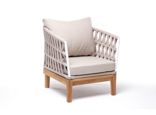 "Диего" кресло плетеное из роупа, каркас алюминий темно-серый (RAL7024), роуп темно-серый круглый, ткань темно-серая в Каменске-Уральском