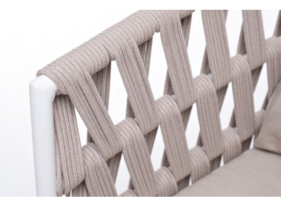 "Диего" кресло плетеное из роупа, каркас алюминий темно-серый (RAL7024), роуп темно-серый круглый, ткань темно-серая в Каменске-Уральском