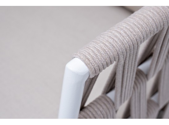 "Диего" кресло плетеное из роупа, каркас алюминий темно-серый (RAL7024), роуп темно-серый круглый, ткань темно-серая в Каменске-Уральском