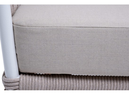 "Диего" кресло плетеное из роупа, каркас алюминий темно-серый (RAL7024), роуп темно-серый круглый, ткань темно-серая в Каменске-Уральском