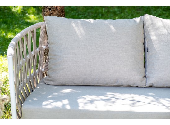 "Диего" лаунж-зона 4-местная плетеная из роупа (веревки), каркас алюминиевый белый, роуп бежевый в Каменске-Уральском