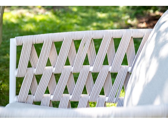"Диего" лаунж-зона 4-местная плетеная из роупа (веревки), каркас алюминиевый белый, роуп бежевый в Каменске-Уральском